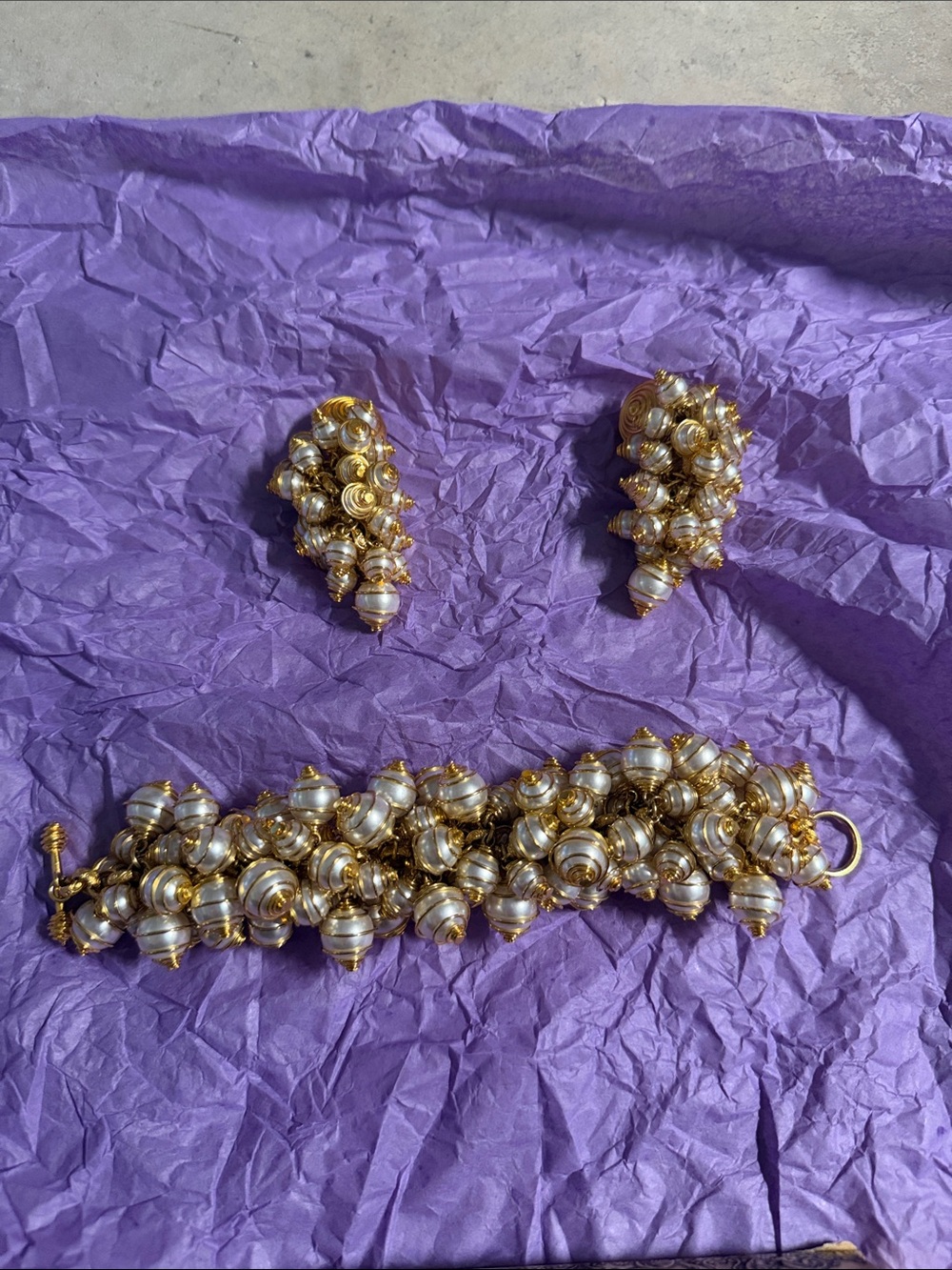 Vintage Cluster Bracelet and Earrings Set